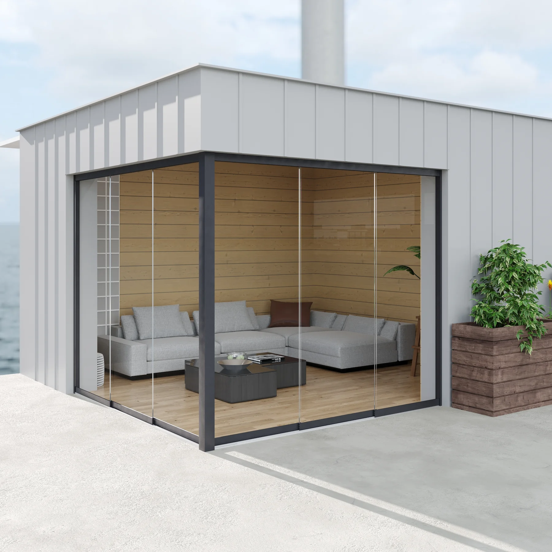 glazen schuifwand 3 spoor