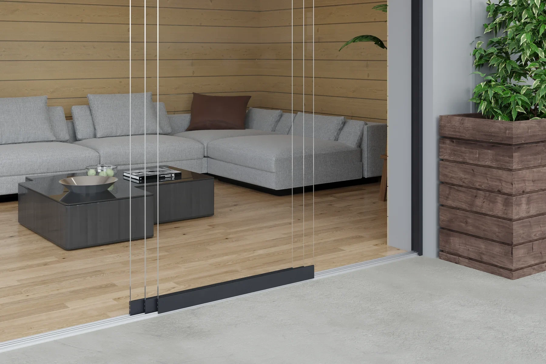 3 spoor glazen schuifwand