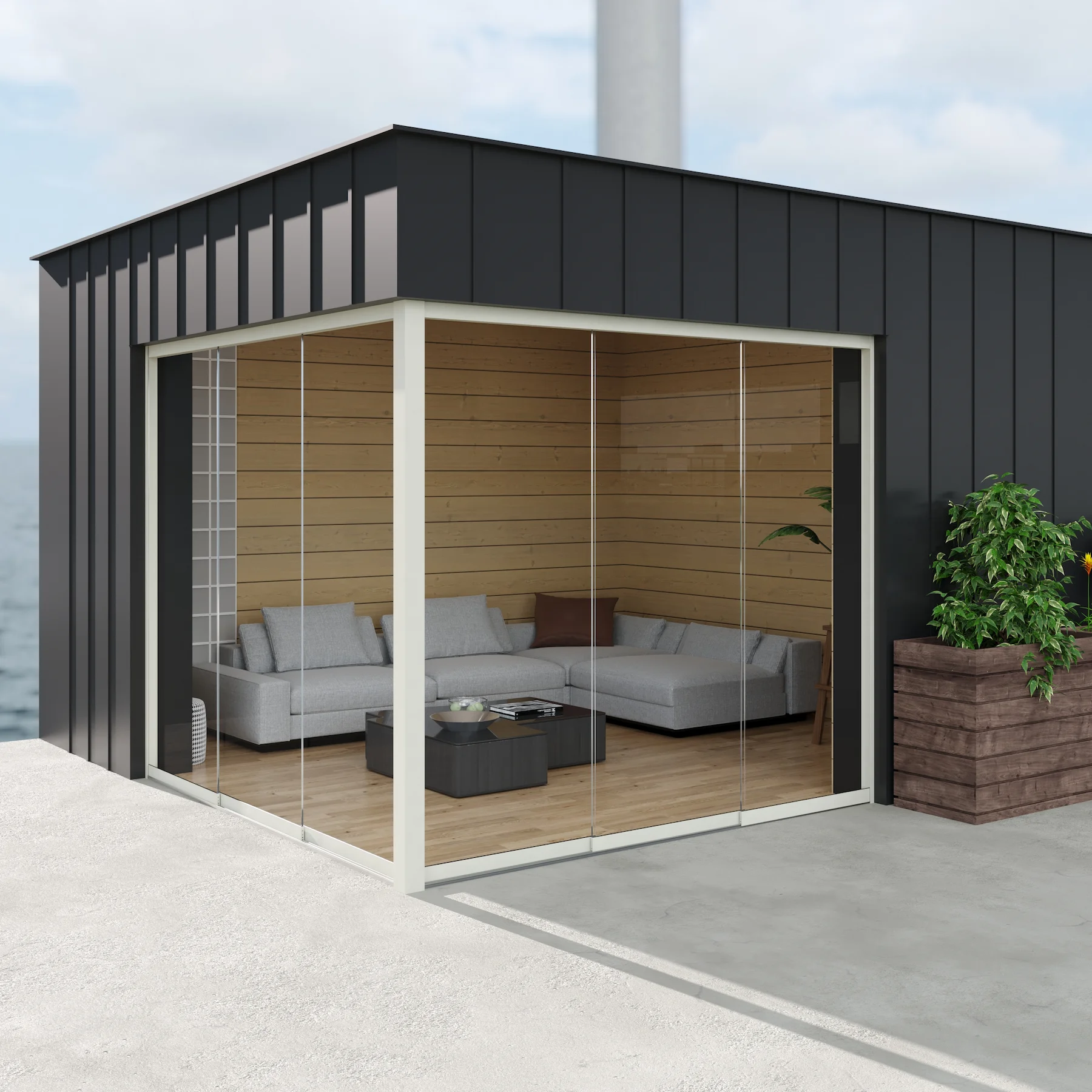 3 spoor glazen schuifwand in veranda
