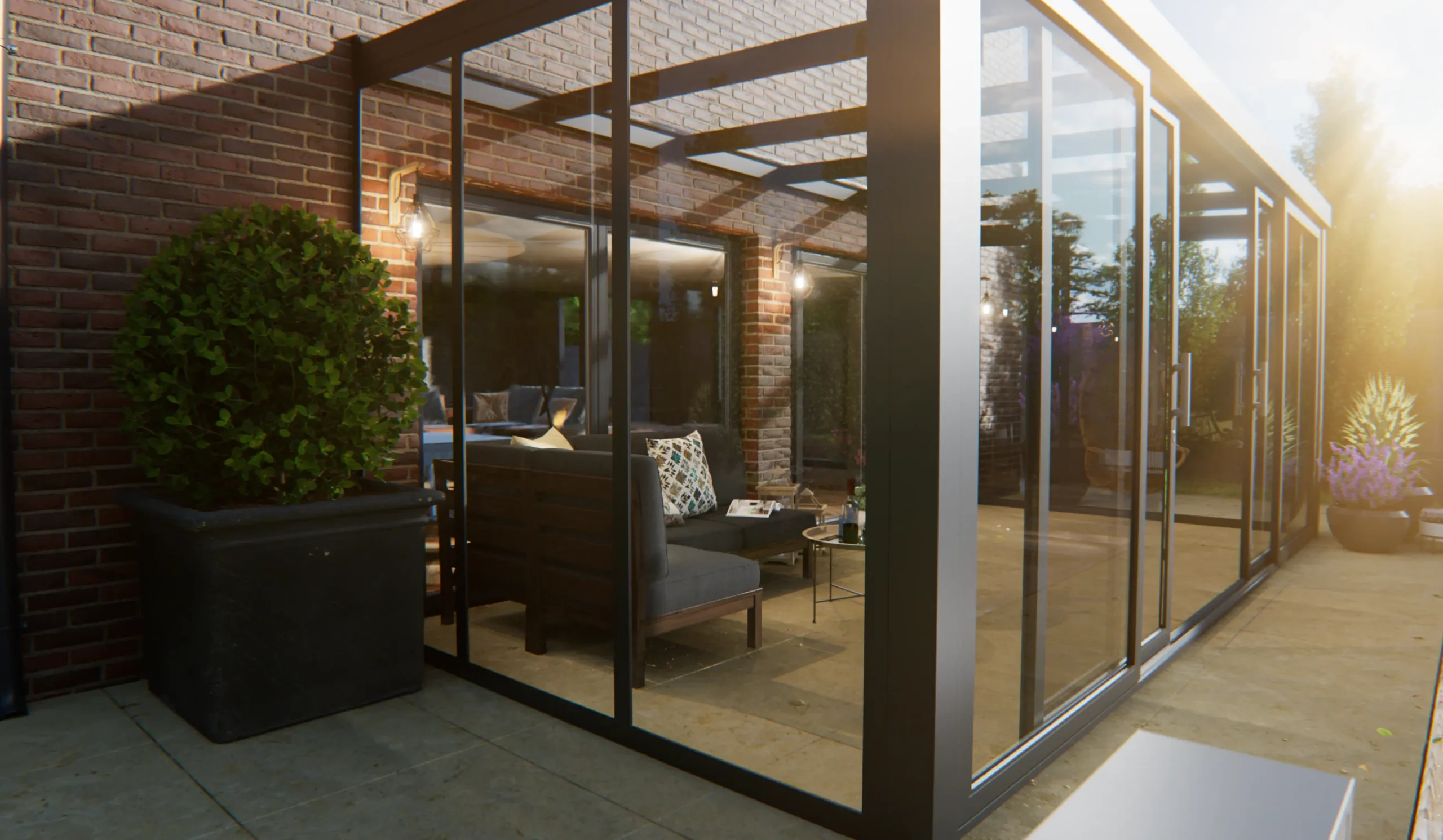 zijwand glas WD55 (kozijnen voor veranda's)